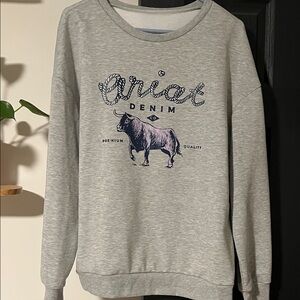 SHEIN Gray Graphic Crew Neck Sweater